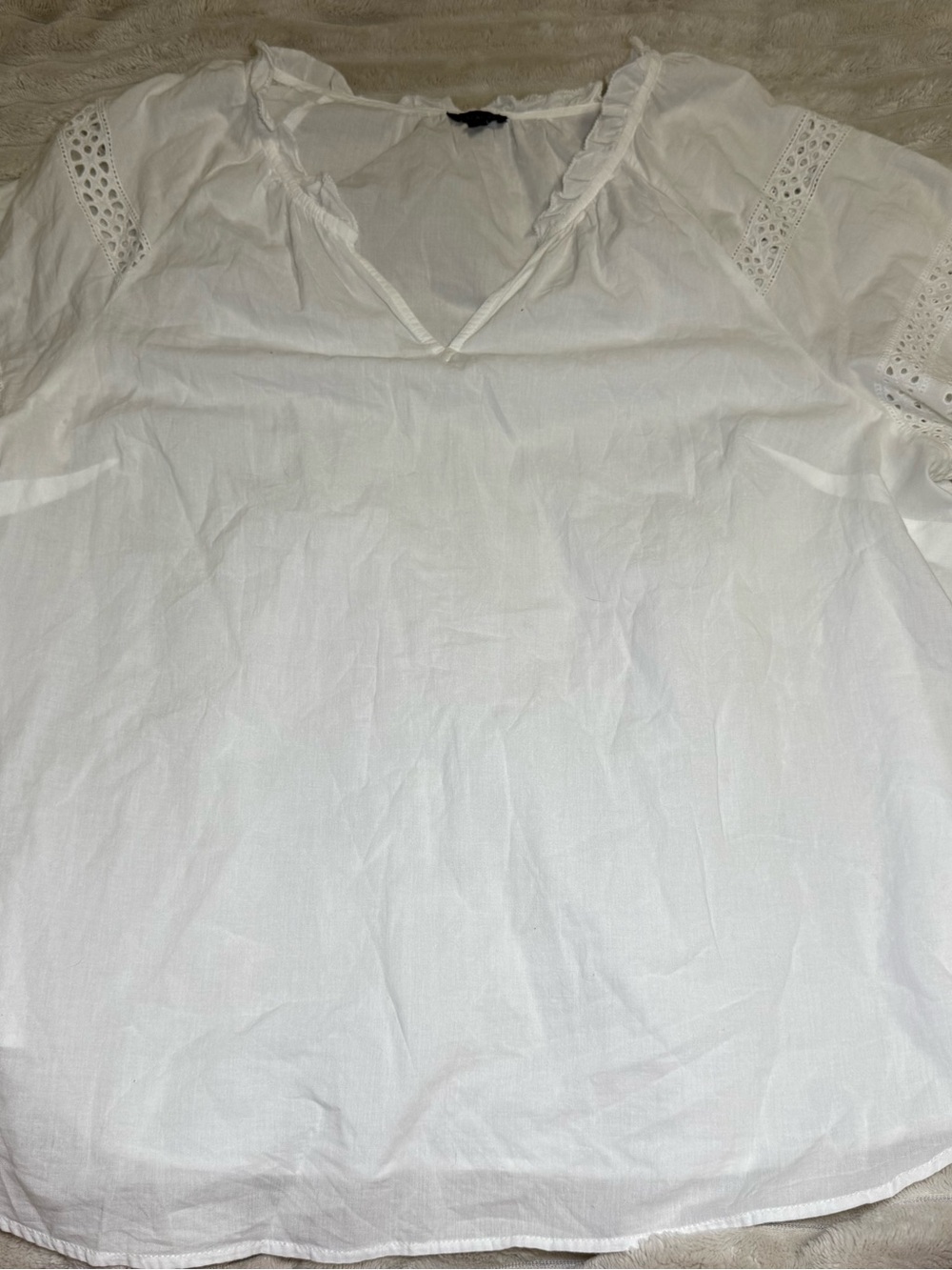 Talbots white eyelet top